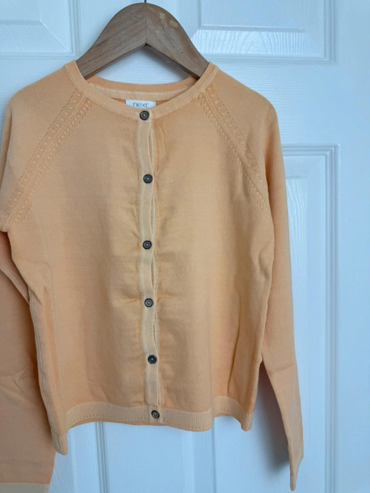 NEW Ex-Next Light Orange Fine Knit Cardigan - Girls 8 Years Little Ones Preloved. Preloved Kids & Children’s Gently Used Clothing. Second Hand Baby, Girls & Boys Clothes. UK Postage