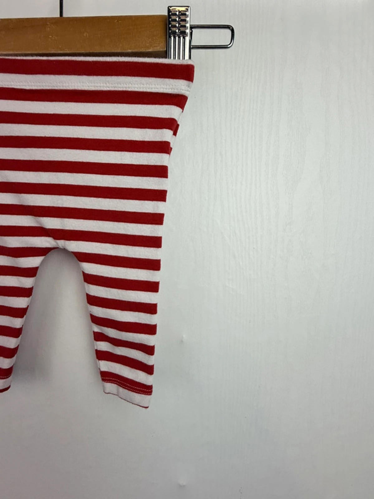 F&F Red & White Striped Leggings - Unisex 0-3 Months