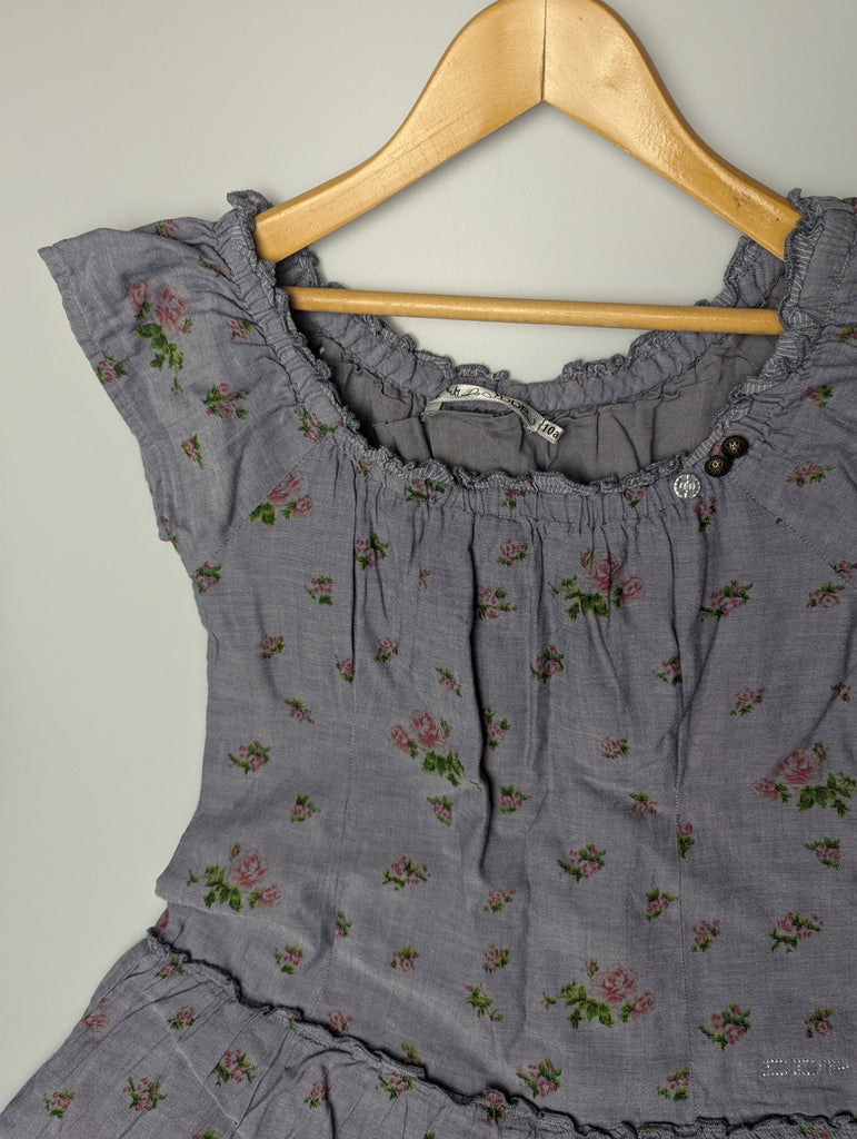 DDP Grey Floral Dress - Girls 10 Years Little Ones Preloved Used, Preloved, Preworn Baby, Girls & Boys Clothes. Kids & Children's second hand Clothing UK Online. Cheap affordable. Brands including Next, Joules, Nutmeg Morrisons, TU, F&F, H&M.