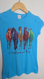 Duck Co Blue Colorado Horse Top - Girls 10 - 12 Years - Little Ones Preloved. Second Hand Children's & Preloved Baby, Kids, Girls & Boys Clothes. UK online