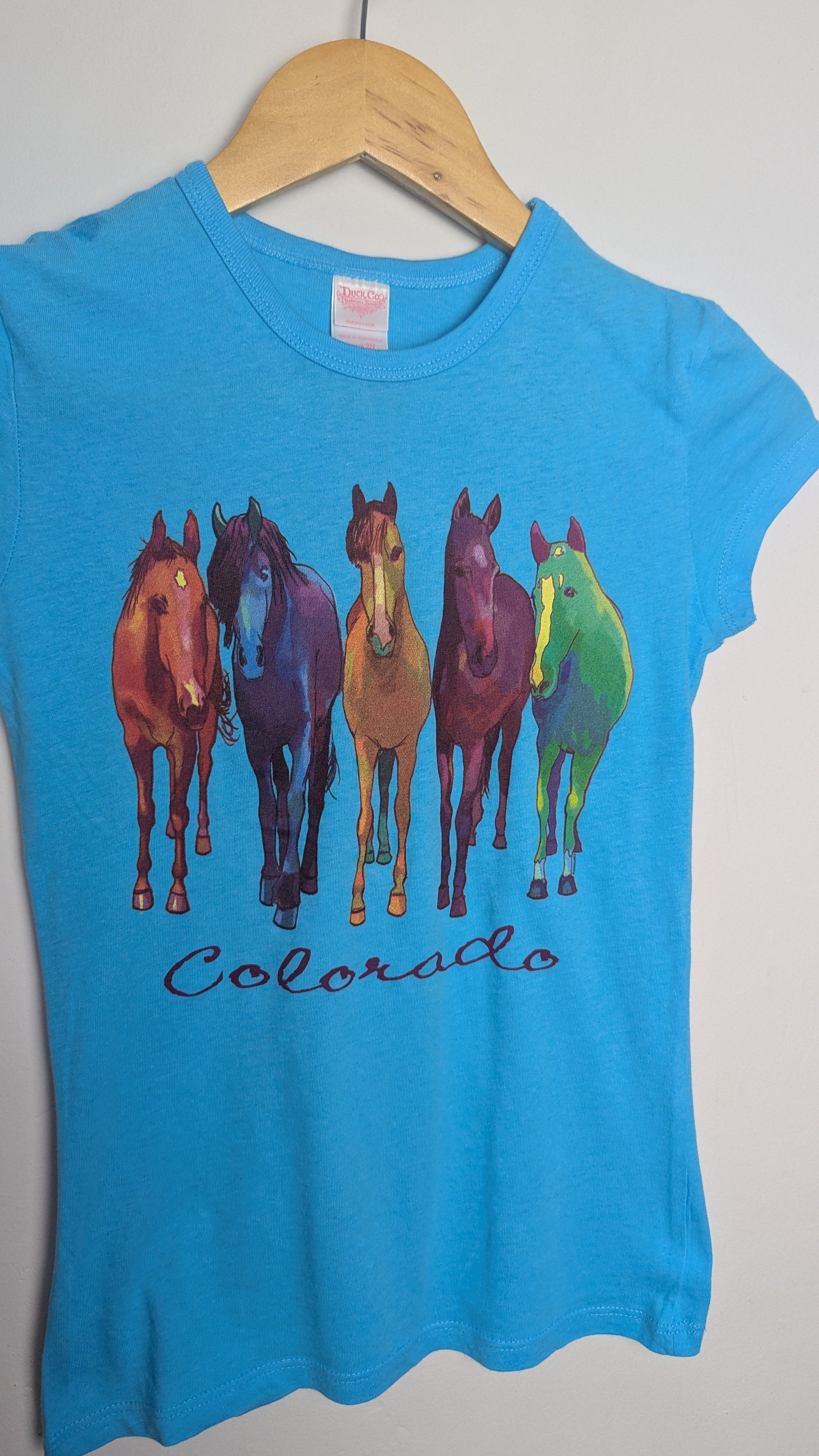 Duck Co Blue Colorado Horse Top - Girls 10 - 12 Years - Little Ones Preloved. Second Hand Children's & Preloved Baby, Kids, Girls & Boys Clothes. UK online