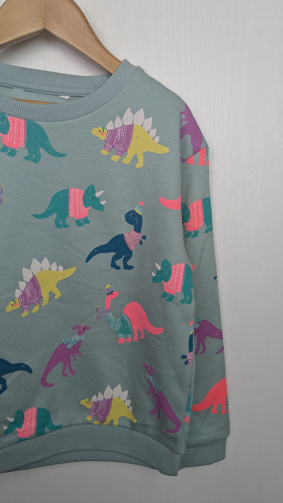 Ex-M&S NEW Teal Dinosaur Jumper - Unisex 6-7 Years Marks & Spencer Used, Preloved, Preworn & Second Hand Baby, Kids & Children's Clothing UK Online. Cheap affordable. Brands including Next, Joules, Nutmeg Morrisons, TU, F&F, H&M.