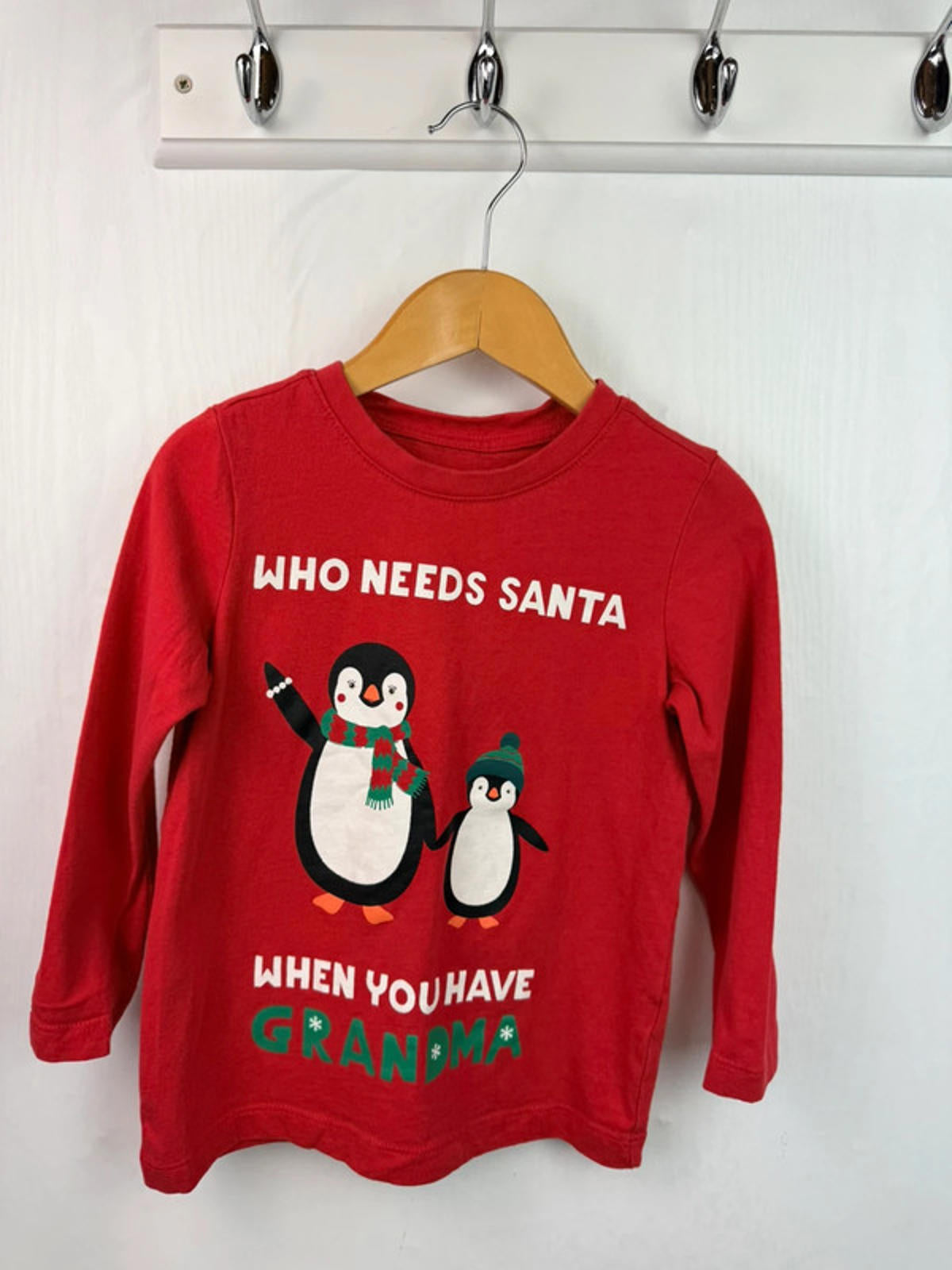 Nutmeg Santa Long Sleeve Top - Unisex 2-3 Years