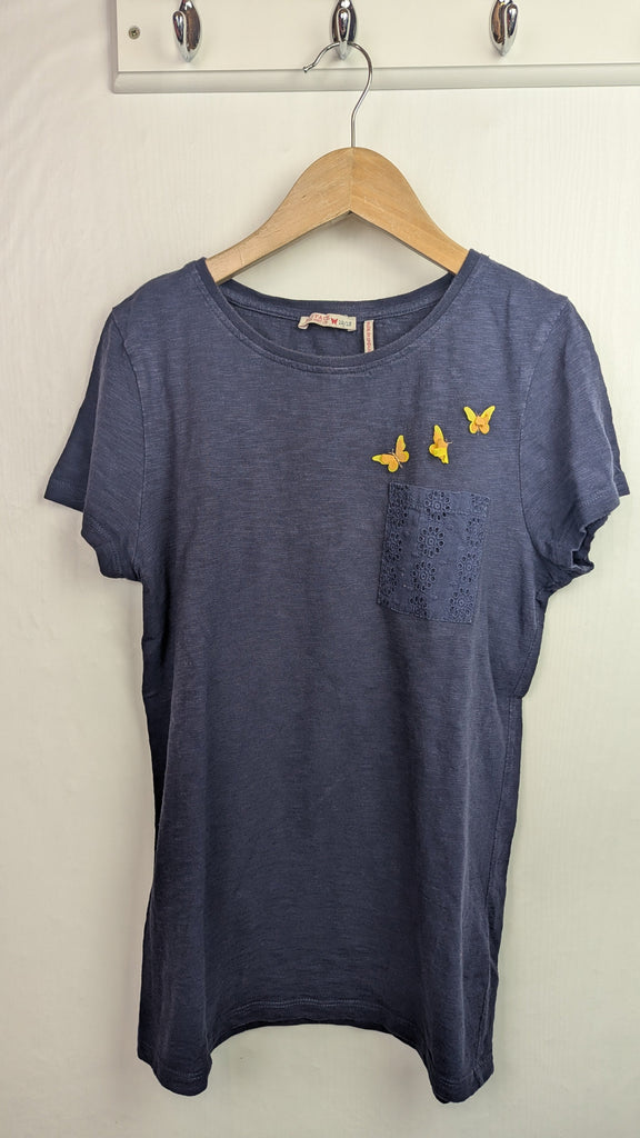 FatFace Navy Butterfly Top - Girls 12-13 Years Little Ones Preloved Used, Preloved, Preworn & Second Hand Baby, Kids & Children's Clothing UK Online. Cheap affordable. Brands including Next, Joules, Nutmeg Morrisons, TU, F&F, H&M.