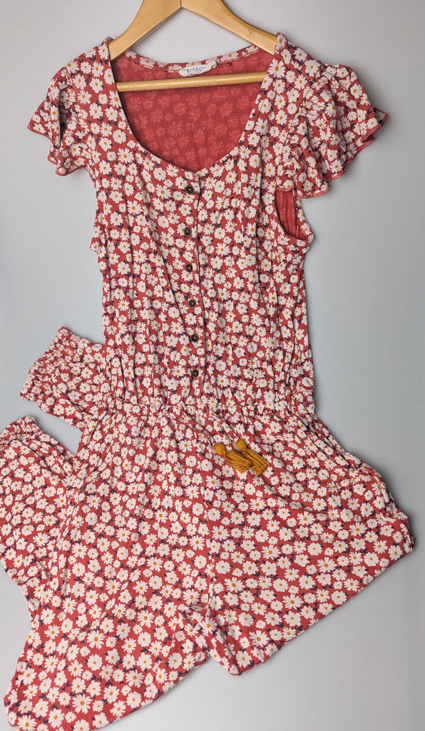 FatFace Red Floral Jumpsuit - Girls 9-10 Years Little Ones Preloved Used, Preloved, Preworn Baby, Girls & Boys Clothes. Kids & Children's second hand Clothing UK Online. Cheap affordable. Brands including Next, Joules, Nutmeg Morrisons, TU, F&F, H&M.