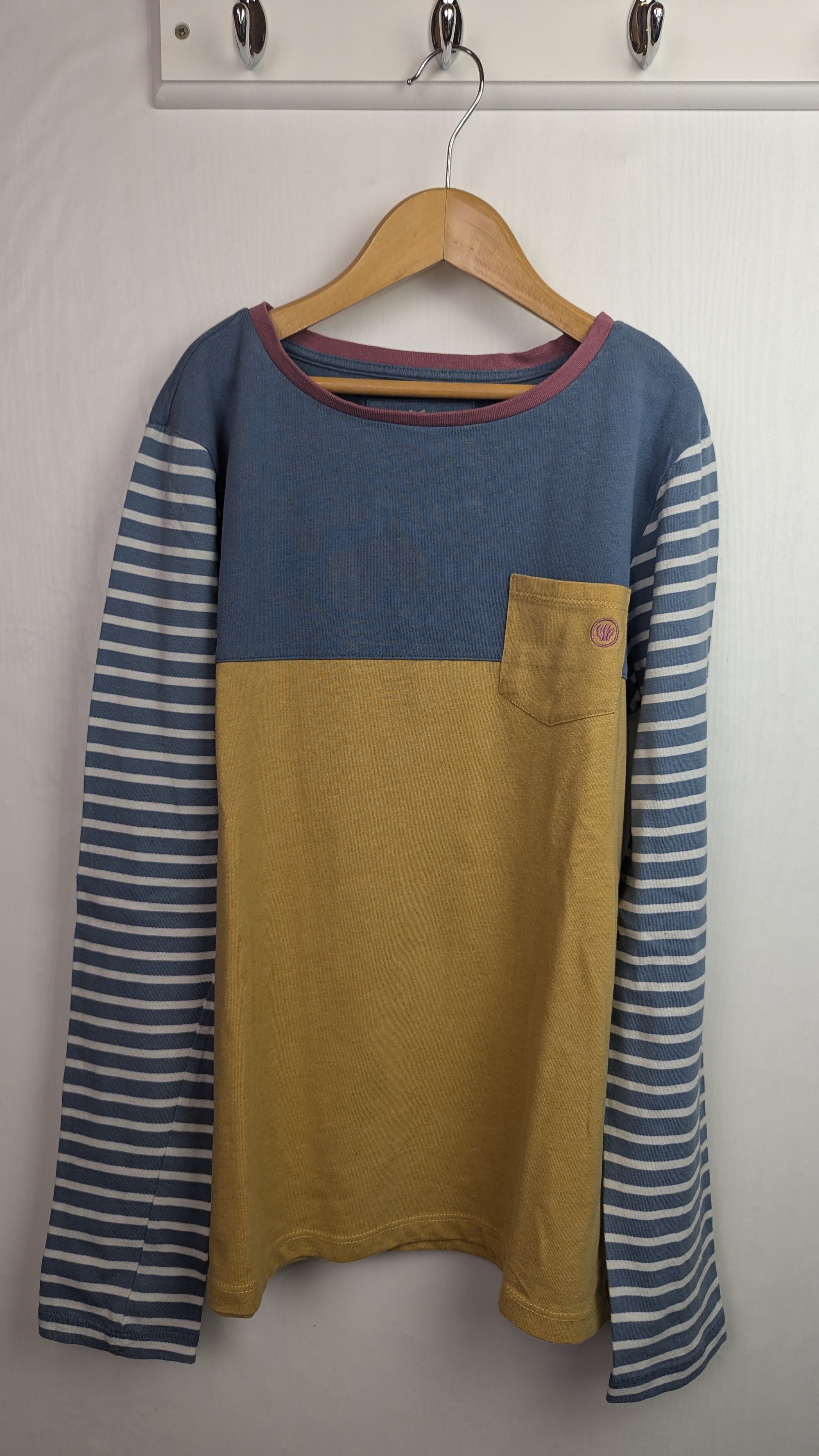 FatFat Blue & Mustard Long Sleeve Top - Girls 12-13 Years Little Ones Preloved. Preloved Kids & Children’s Gently Used Clothing. Second Hand Baby, Girls & Boys Clothes. UK Postage