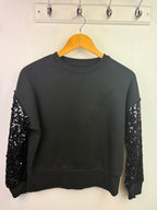 F&F Black Sequin Jumper - Girls 10 - 11 Years - Little Ones Preloved. Second Hand Children's & Preloved Baby, Kids, Girls & Boys Clothes. UK online