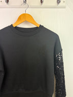 F&F Black Sequin Jumper - Girls 10 - 11 Years - Little Ones Preloved. Second Hand Children's & Preloved Baby, Kids, Girls & Boys Clothes. UK online