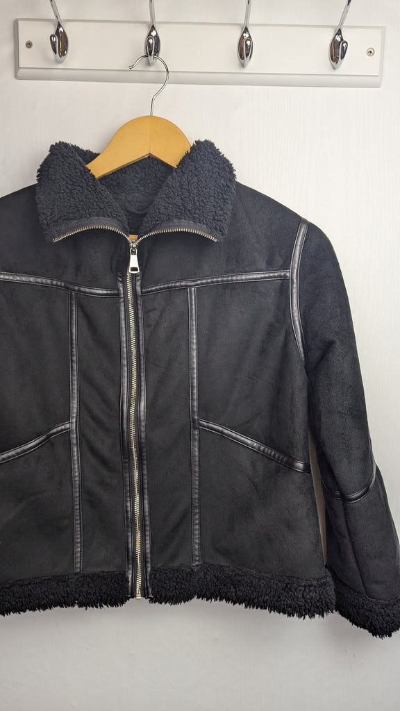 F&F Black Zip Jacket - Girls 11-12 Years Little Ones Preloved Used, Preloved, Preworn Baby, Girls & Boys Clothes. Kids & Children's second hand Clothing UK Online. Cheap affordable. Brands including Next, Joules, Nutmeg Morrisons, TU, F&F, H&M.