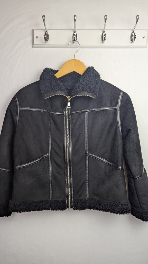 F&F Black Zip Jacket - Girls 11-12 Years Little Ones Preloved Used, Preloved, Preworn Baby, Girls & Boys Clothes. Kids & Children's second hand Clothing UK Online. Cheap affordable. Brands including Next, Joules, Nutmeg Morrisons, TU, F&F, H&M.