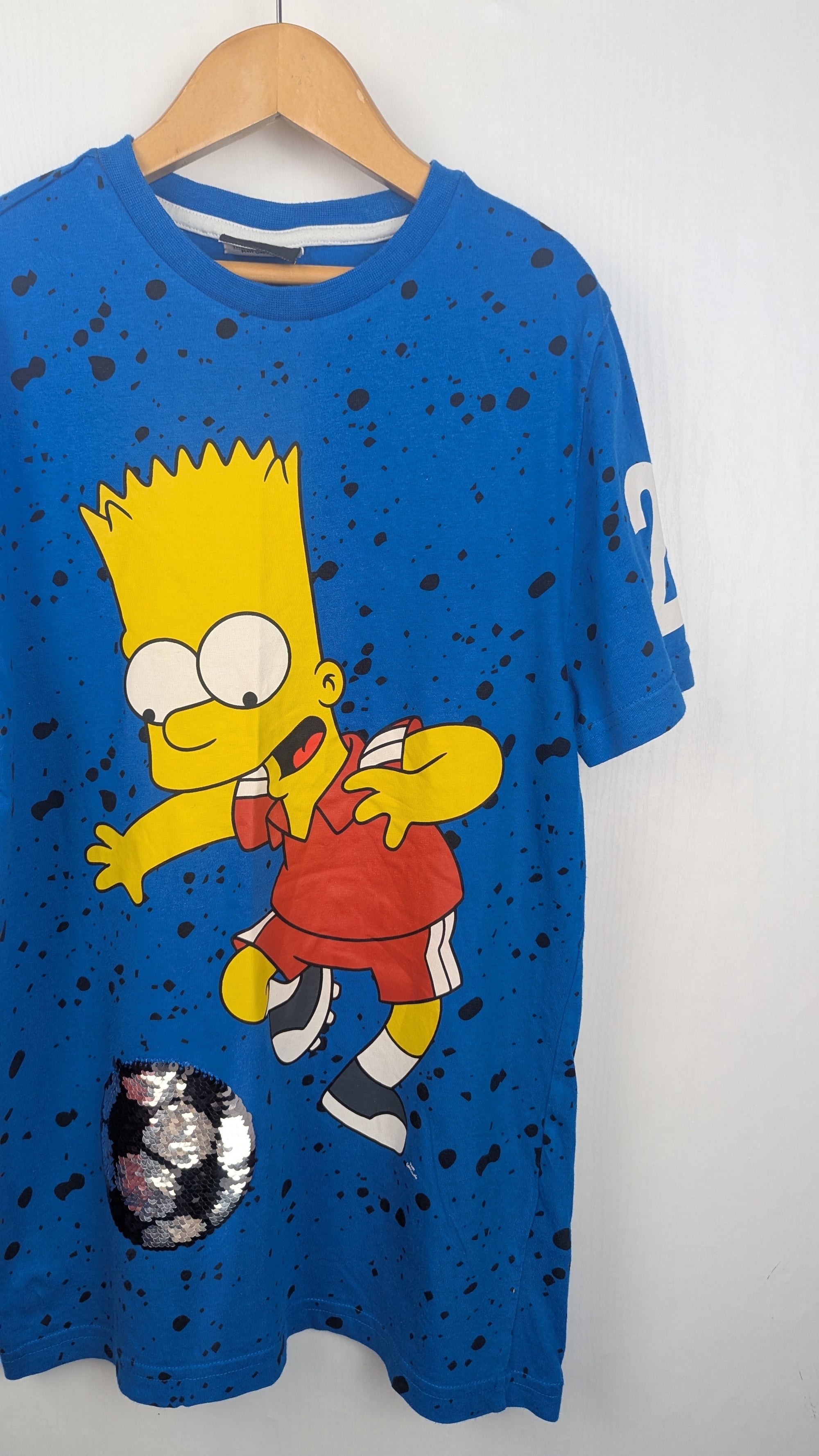 F&F Blue Bart Simpson Football Top - Boys 9 - 10 Years - Little Ones Preloved. Second Hand Children's & Preloved Baby, Kids, Girls & Boys Clothes. UK online