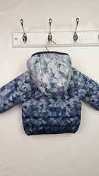 F&F Blue Geometric Puffer Jacket - Boys 0 - 3 Months - Little Ones Preloved. Second Hand Children's & Preloved Baby, Kids, Girls & Boys Clothes. UK online