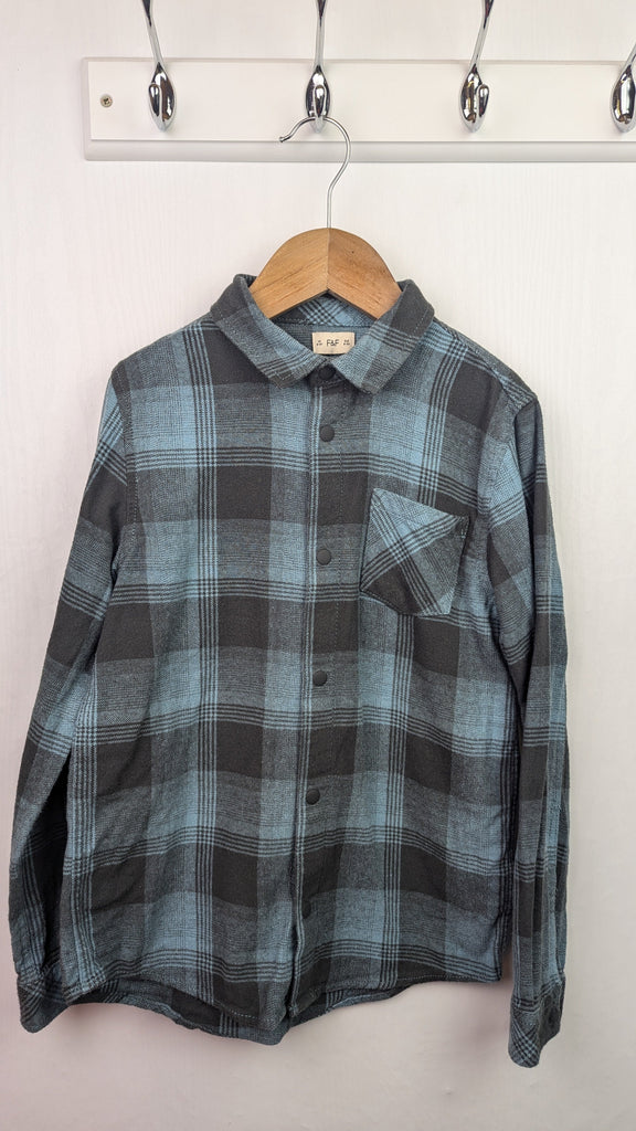 F&F Blue & Grey Check Shirt - Boys 8-9 Years Little Ones Preloved Used, Preloved, Preworn & Second Hand Baby, Kids & Children's Clothing UK Online. Cheap affordable. Brands including Next, Joules, Nutmeg Morrisons, TU, F&F, H&M.