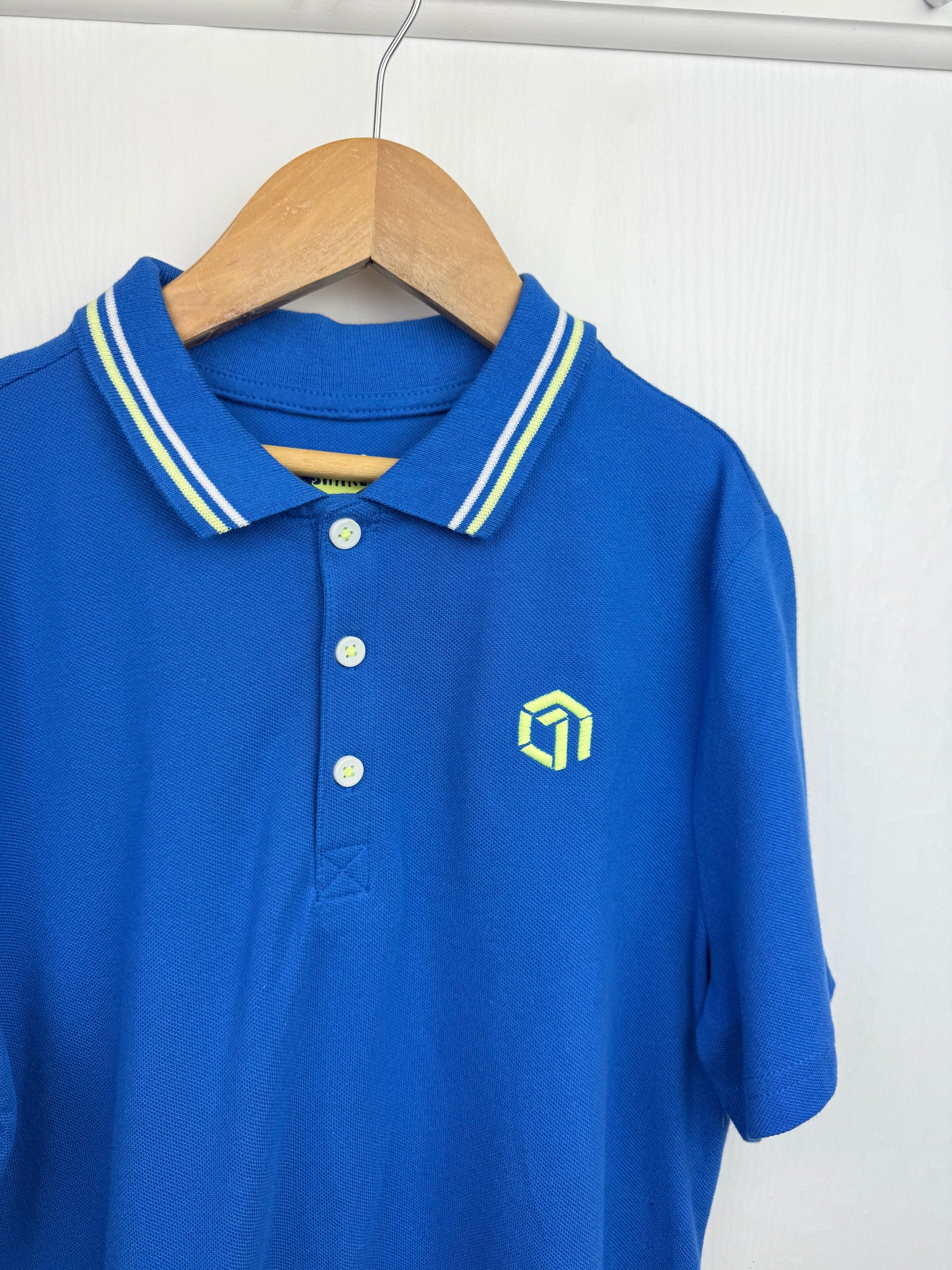 F&F Blue Short Sleeve Polo Shirt - Boys 11 - 12 Years - Little Ones Preloved. Second Hand Children's & Preloved Baby, Kids, Girls & Boys Clothes. UK online