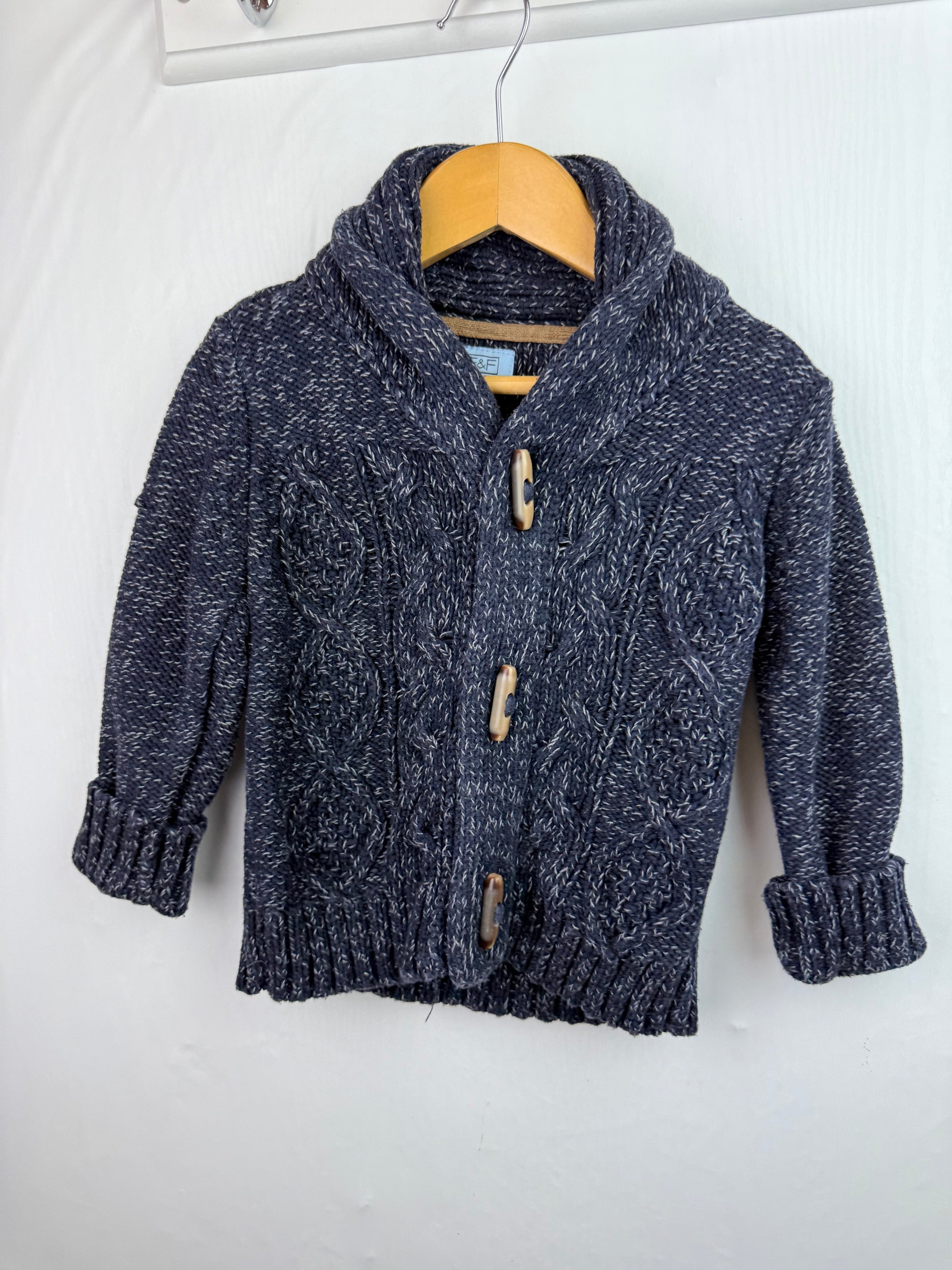 F&F Chunky Knit Cardigan - Boys 18 - 24 Months - Little Ones Preloved. Second Hand Children's & Preloved Baby, Kids, Girls & Boys Clothes. UK online