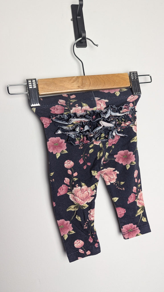 F&F Dark Floral Frill Leggings - Girls 0-3 Months Little Ones Preloved Used, Preloved, Preworn & Second Hand Baby, Kids & Children's Clothing UK Online. Cheap affordable. Brands including Next, Joules, Nutmeg Morrisons, TU, F&F, H&M.