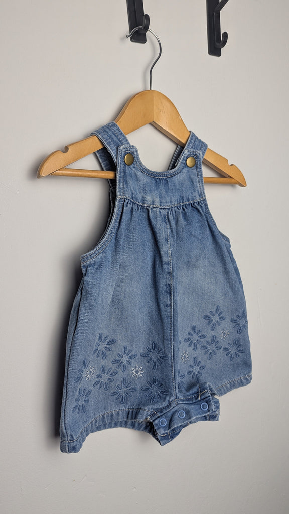 F&F Denim Floral Dungarees - Girls 3-6 Months Little Ones Preloved Used, Preloved, Preworn & Second Hand Baby, Kids & Children's Clothing UK Online. Cheap affordable. Brands including Next, Joules, Nutmeg Morrisons, TU, F&F, H&M.