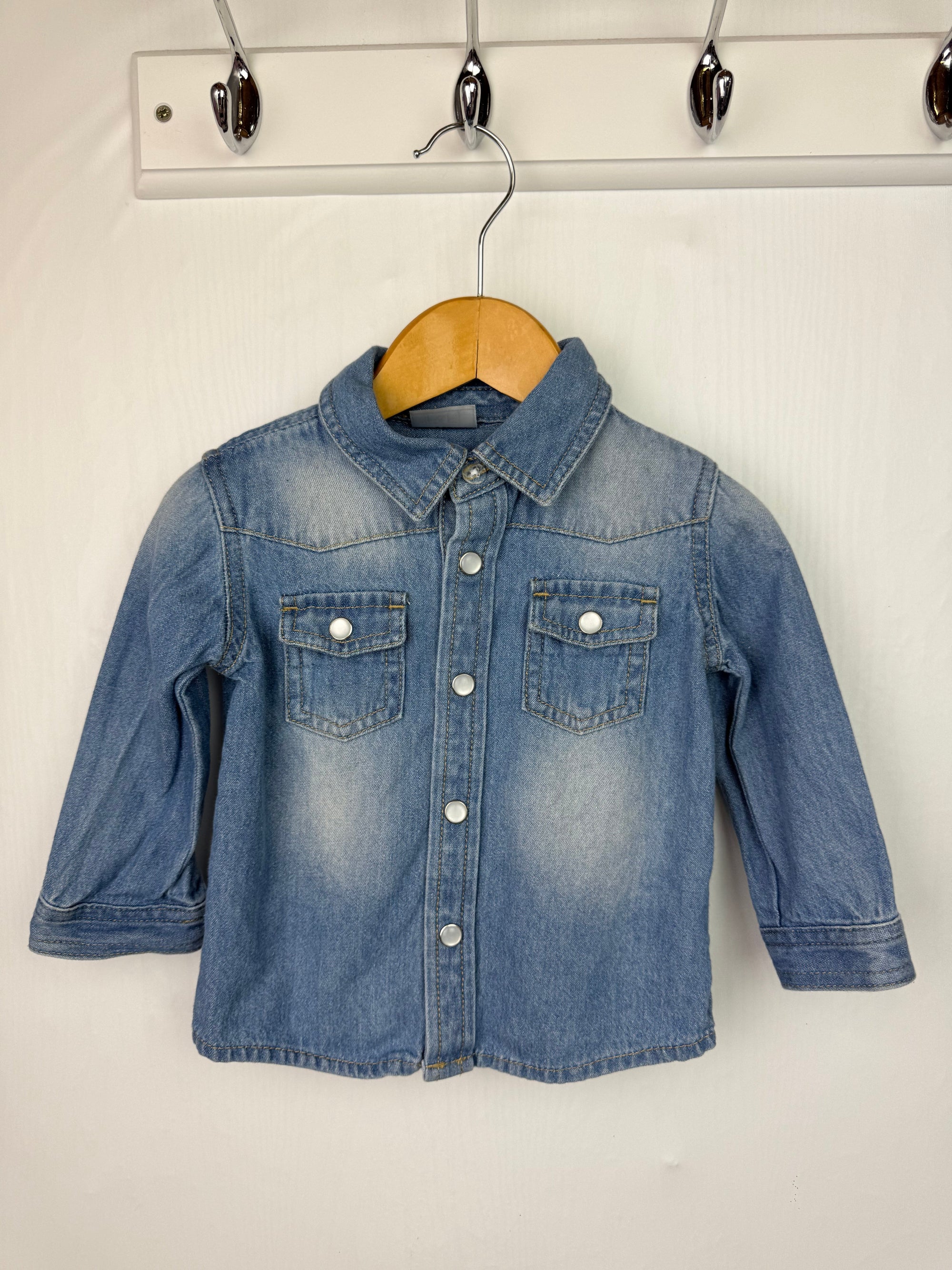F&F Denim Long Sleeve Shirt - Boys 6 - 9 Months - Little Ones Preloved. Second Hand Children's & Preloved Baby, Kids, Girls & Boys Clothes. UK online