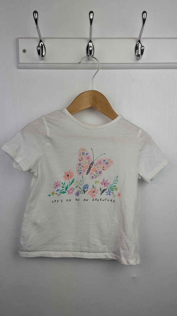 F&F Floral Butterfly Short Sleeve Top - Girls 12-18 Months Little Ones Preloved Used, Preloved, Preworn & Second Hand Baby, Kids & Children's Clothing UK Online. Cheap affordable. Brands including Next, Joules, Nutmeg Morrisons, TU, F&F, H&M.