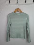 F&F Green Striped Ribbed Top - Girls 7 - 8 Years - Little Ones Preloved. Second Hand Children's & Preloved Baby, Kids, Girls & Boys Clothes. UK online