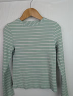 F&F Green Striped Ribbed Top - Girls 7 - 8 Years - Little Ones Preloved. Second Hand Children's & Preloved Baby, Kids, Girls & Boys Clothes. UK online