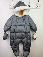 F&F Grey Padded Pramsuit - Unisex 3 - 6 Months - Little Ones Preloved. Second Hand Children's & Preloved Baby, Kids, Girls & Boys Clothes. UK online