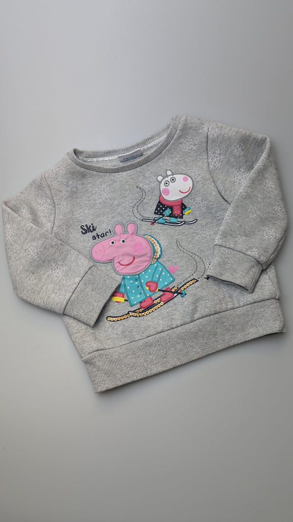 F&F Grey Peppa Pig Jumper - Girls 12-18 Months Little Ones Preloved Used, Preloved, Preworn Baby, Girls & Boys Clothes. Kids & Children's second hand Clothing UK Online. Cheap affordable. Brands including Next, Joules, Nutmeg Morrisons, TU, F&F, H&M.