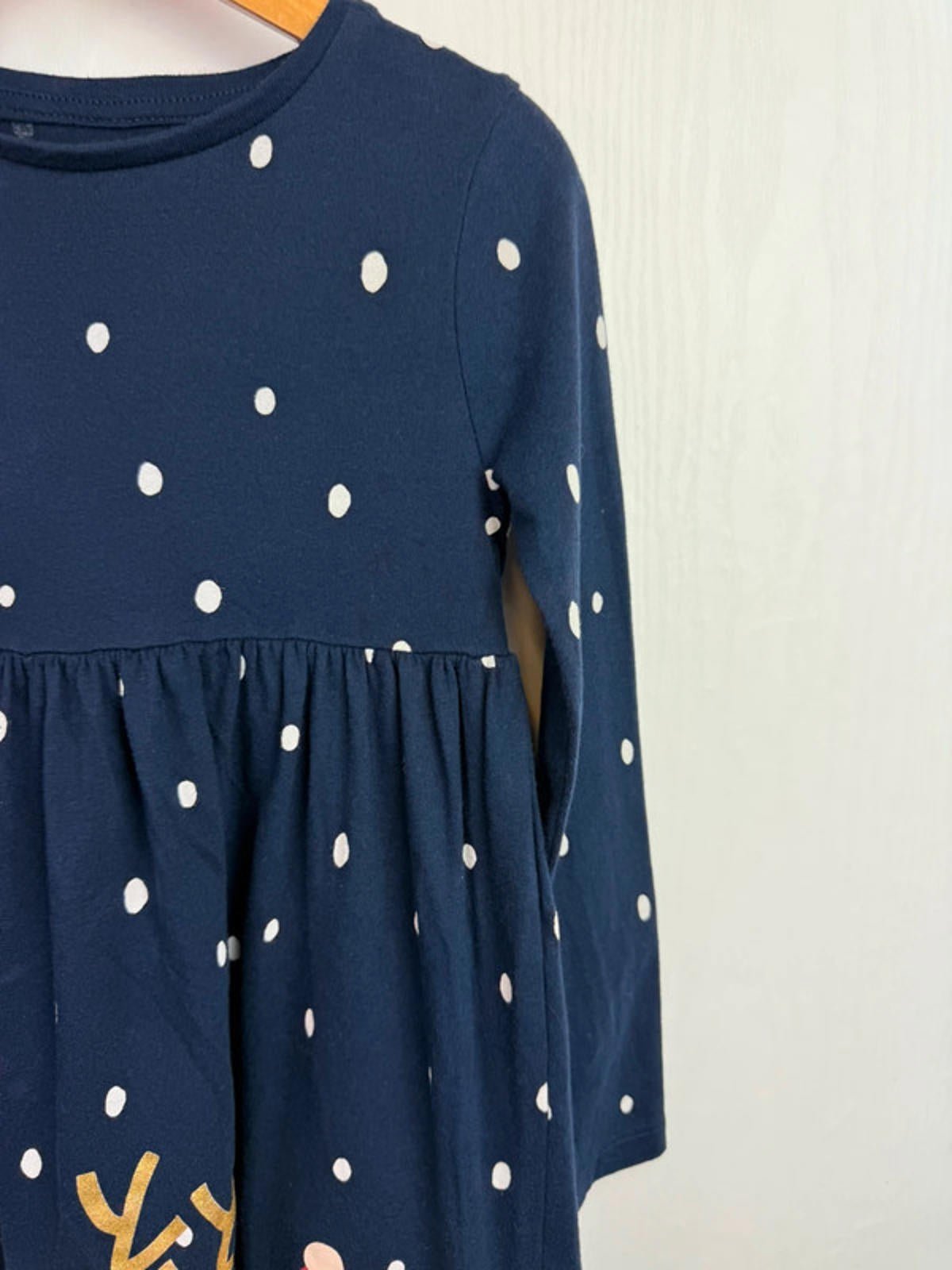 F&F Navy Spot Christmas Dress - Girls 5 - 6 Years - Little Ones Preloved. Second Hand Children's & Preloved Baby, Kids, Girls & Boys Clothes. UK online