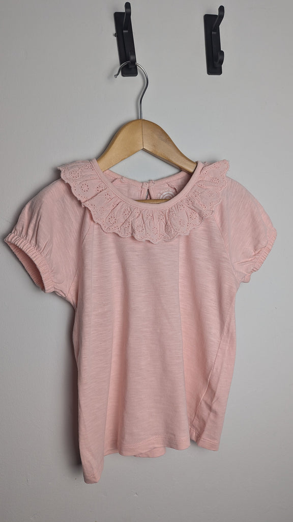 F&F Pink Eyelet Collar Top - Girls 2-3 Years Little Ones Preloved Used, Preloved, Preworn Baby, Girls & Boys Clothes. Kids & Children's second hand Clothing UK Online. Cheap affordable. Brands including Next, Joules, Nutmeg Morrisons, TU, F&F, H&M.