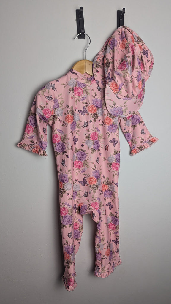 F&F Pink Floral Swim Suit & Matching Hat - Girls 3-4 Years Little Ones Preloved Used, Preloved, Preworn & Second Hand Baby, Kids & Children's Clothing UK Online. Cheap affordable. Brands including Next, Joules, Nutmeg Morrisons, TU, F&F, H&M.