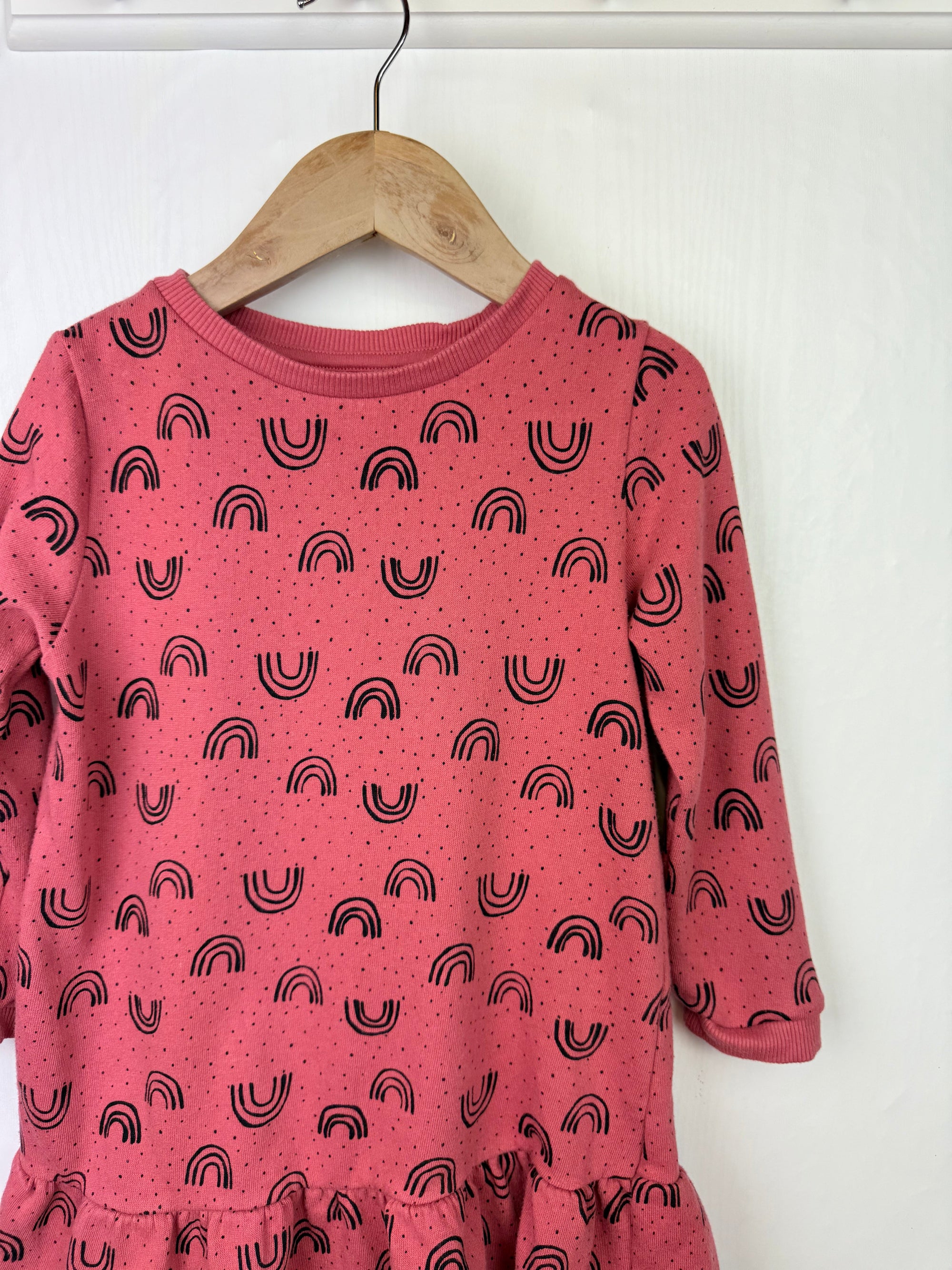 F&F Pink Rainbow Jumper Dress - Girls 4 - 5 Years - Little Ones Preloved. Second Hand Children's & Preloved Baby, Kids, Girls & Boys Clothes. UK online