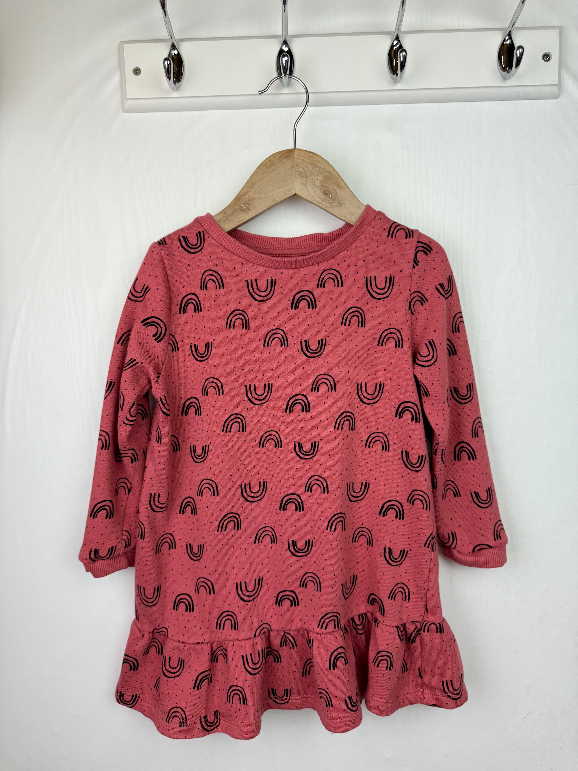 F&F Pink Rainbow Jumper Dress - Girls 4 - 5 Years - Little Ones Preloved. Second Hand Children's & Preloved Baby, Kids, Girls & Boys Clothes. UK online