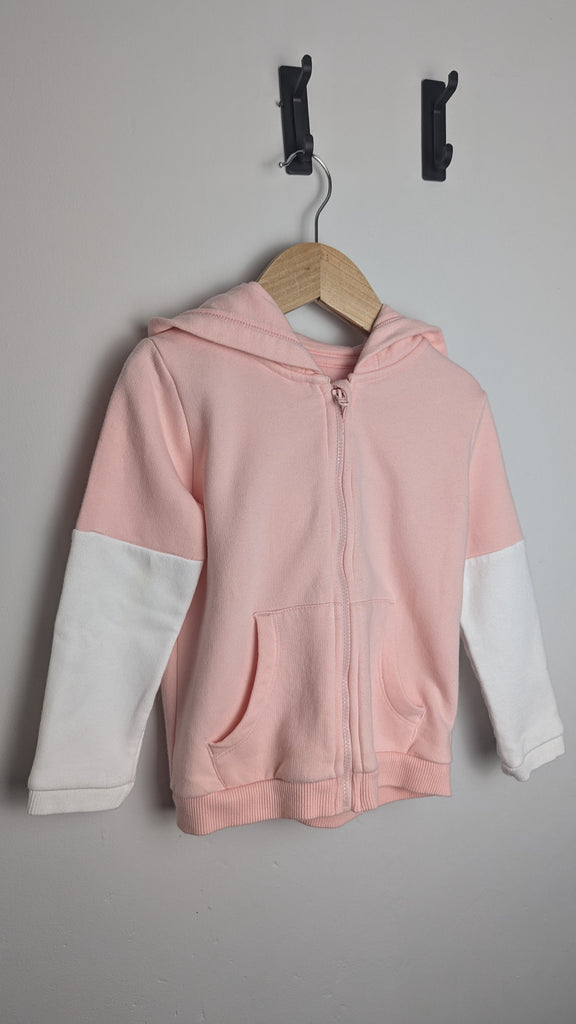 F&F Pink & White Zipped Hoodie - Girls 3-4 Years Little Ones Preloved Used, Preloved, Preworn & Second Hand Baby, Kids & Children's Clothing UK Online. Cheap affordable. Brands including Next, Joules, Nutmeg Morrisons, TU, F&F, H&M.