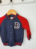 F&F Red & Navy Varsity Jacket - Boys 3 - 6 Months - Little Ones Preloved. Second Hand Children's & Preloved Baby, Kids, Girls & Boys Clothes. UK online