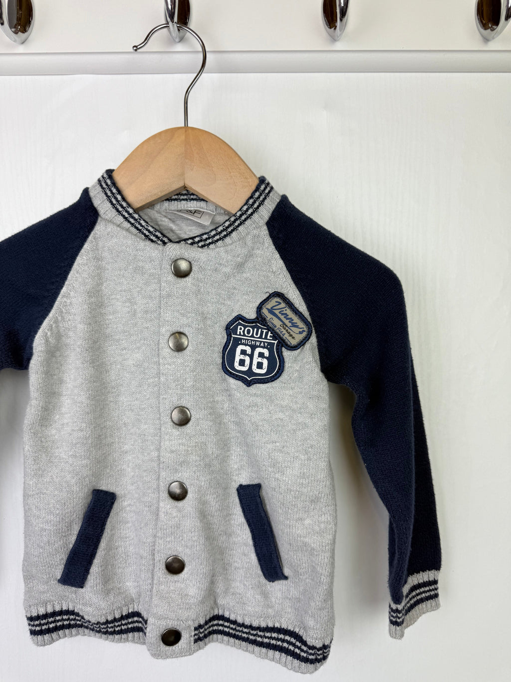 F&F Route 66 Knit Cardigan - Boys 9 - 12 Months - Little Ones Preloved. Second Hand Children's & Preloved Baby, Kids, Girls & Boys Clothes. UK online