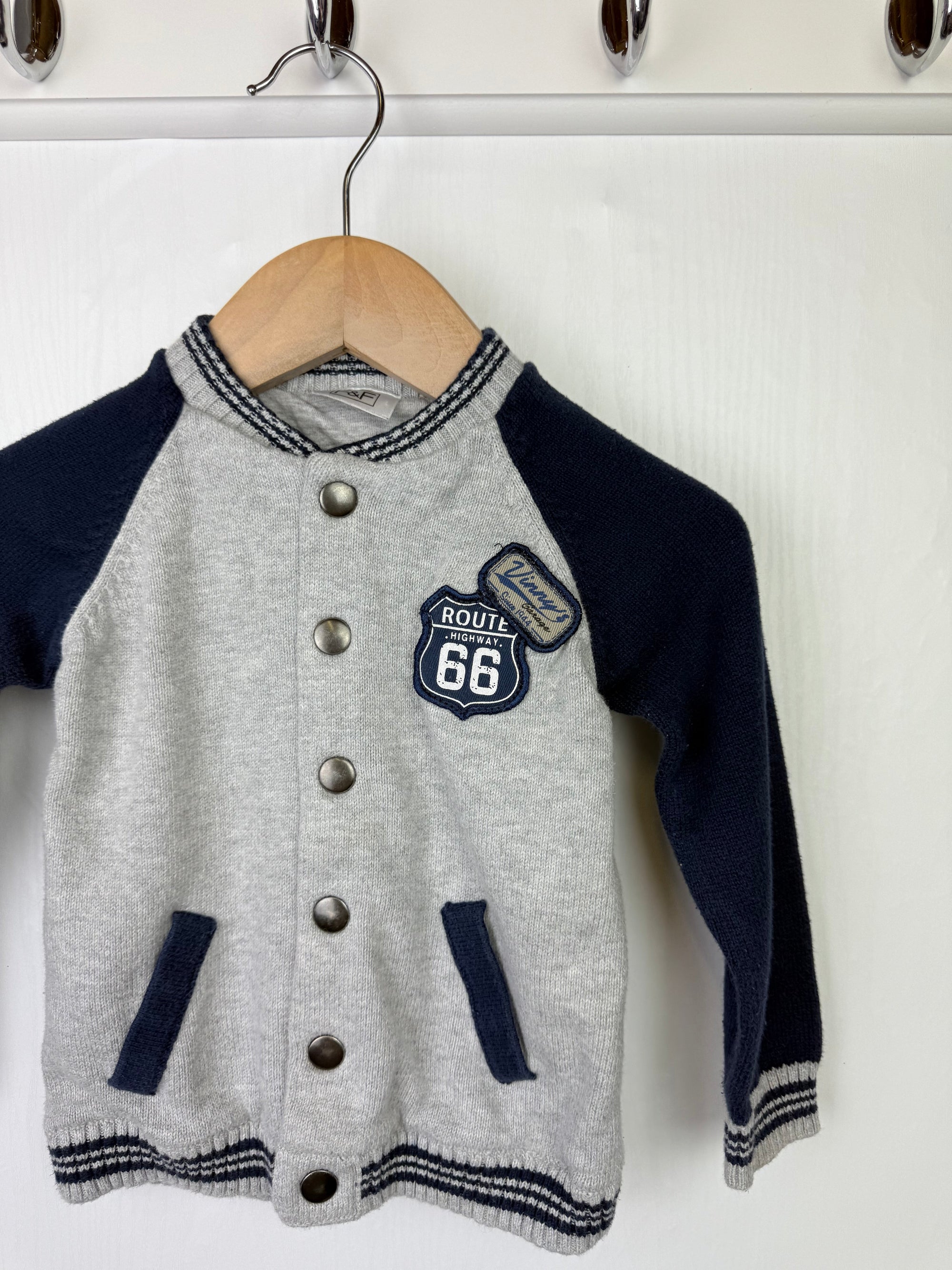F&F Route 66 Knit Cardigan - Boys 9 - 12 Months - Little Ones Preloved. Second Hand Children's & Preloved Baby, Kids, Girls & Boys Clothes. UK online