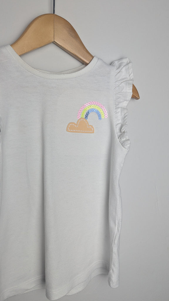 F&F Short Sleeve Rainbow Top - Girls 2-3 Years Little Ones Preloved Used, Preloved, Preworn Baby, Girls & Boys Clothes. Kids & Children's second hand Clothing UK Online. Cheap affordable. Brands including Next, Joules, Nutmeg Morrisons, TU, F&F, H&M.