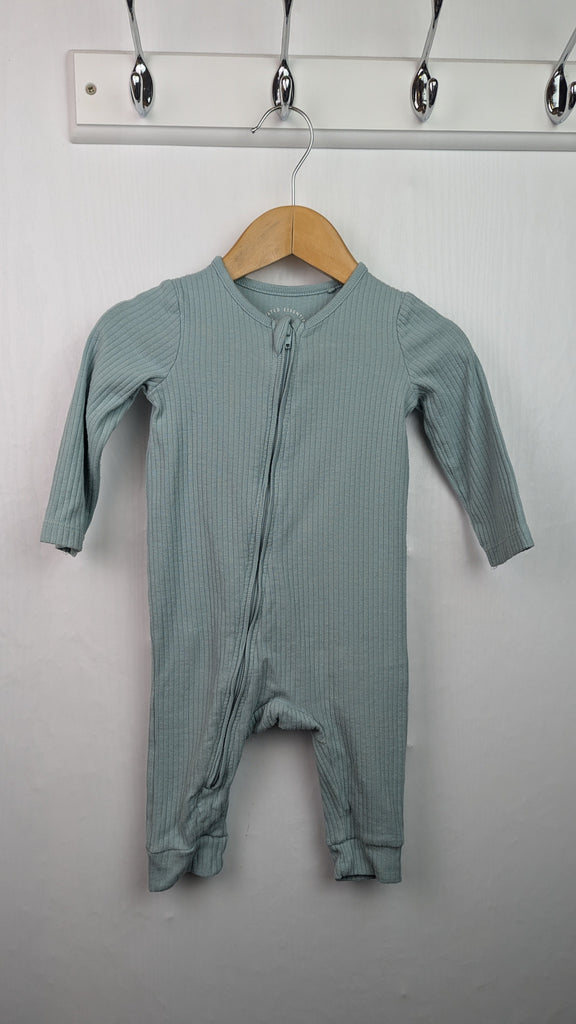 F&F Teal Ribbed Footless Sleepsuit - Unisex 3-6 Months Little Ones Preloved Used, Preloved, Preworn Baby, Girls & Boys Clothes. Kids & Children's second hand Clothing UK Online. Cheap affordable. Brands including Next, Joules, Nutmeg Morrisons, TU, F&F, H&M.