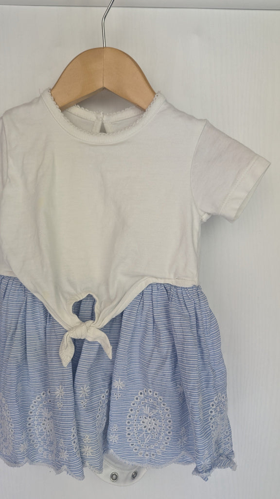 F&F White & Blue Striped Bodysuit Dress - Girls 3-6 Months F&F Used, Preloved, Preworn & Second Hand Baby, Kids & Children's Clothing UK Online. Cheap affordable. Brands including Next, Joules, Nutmeg Morrisons, TU, F&F, H&M.