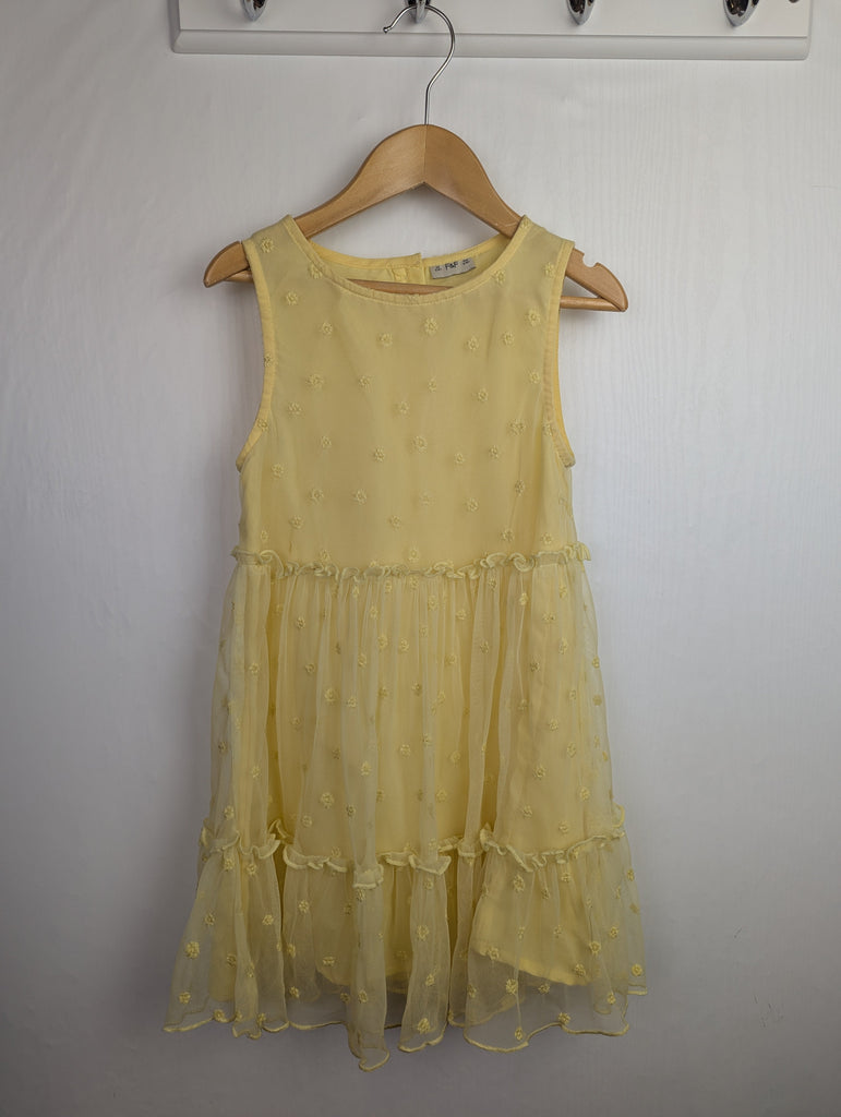 F&F Yellow Floral Summer Dress - Girls 5-6 Years Little Ones Preloved Used, Preloved, Preworn Baby, Girls & Boys Clothes. Kids & Children's second hand Clothing UK Online. Cheap affordable. Brands including Next, Joules, Nutmeg Morrisons, TU, F&F, H&M.