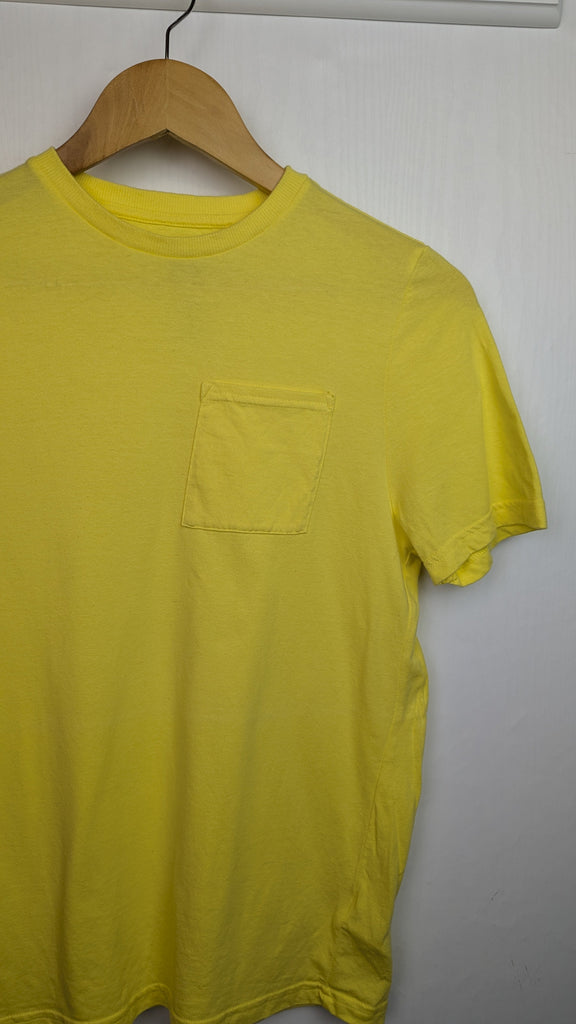 F&F Yellow Pocket Short Sleeve Top - Boys 12-13 Years Little Ones Preloved Used, Preloved, Preworn Baby, Girls & Boys Clothes. Kids & Children's second hand Clothing UK Online. Cheap affordable. Brands including Next, Joules, Nutmeg Morrisons, TU, F&F, H&M.