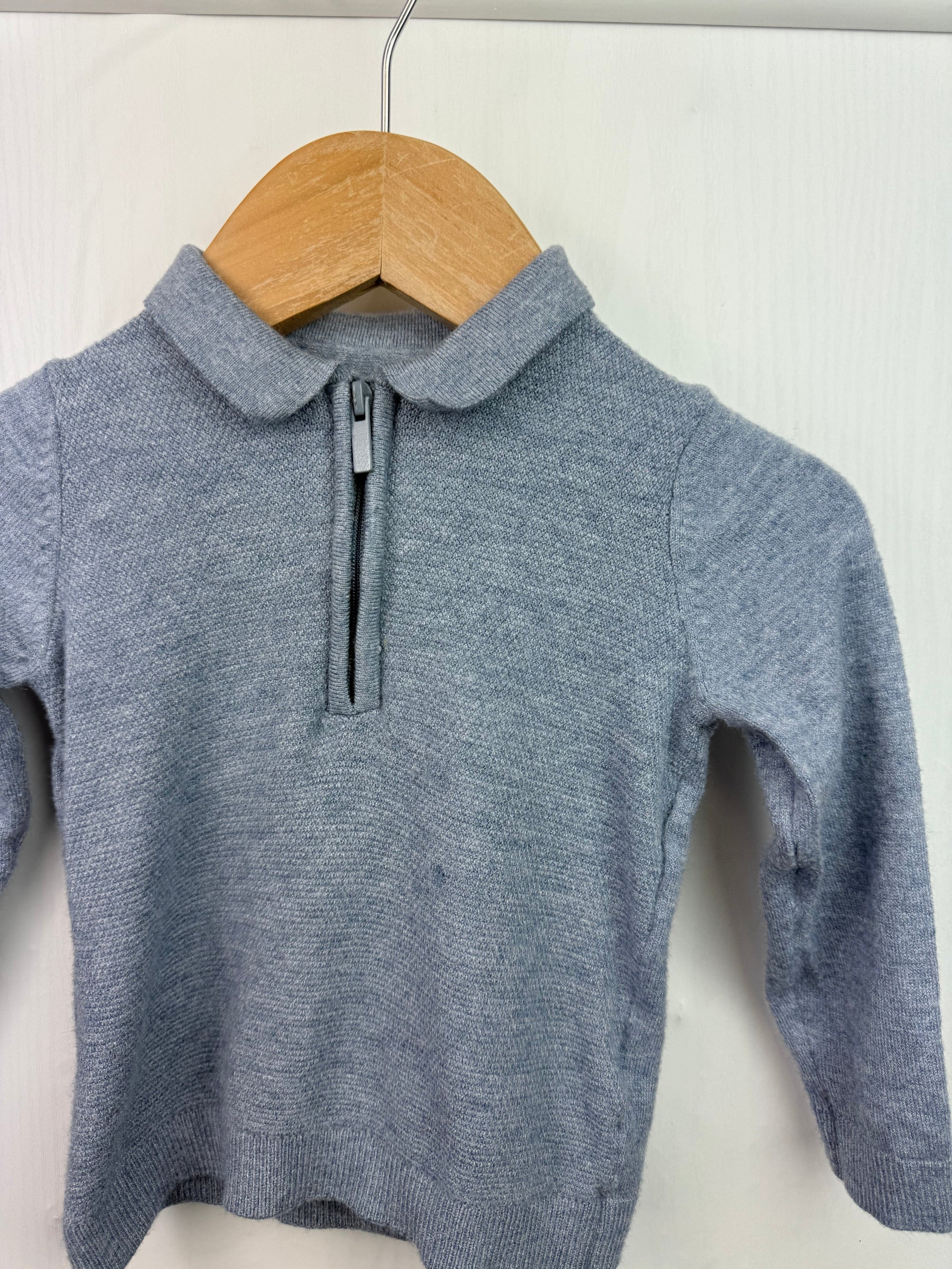 Fred & Flo Blue Knit Half Zip Top - Boys 6 - 9 Months - Little Ones Preloved. Second Hand Children's & Preloved Baby, Kids, Girls & Boys Clothes. UK online