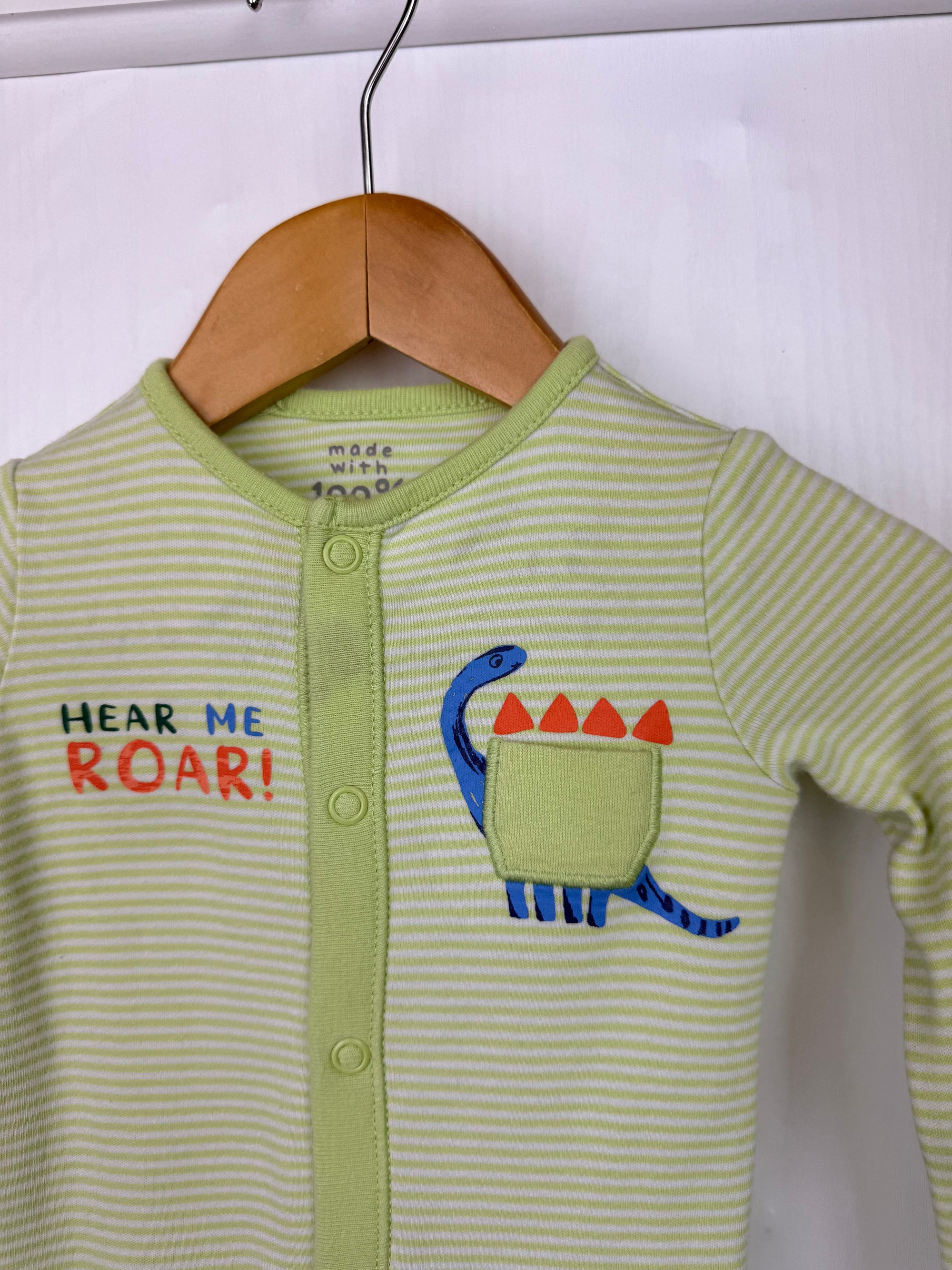 Fred & Flo Dinosaur Sleepsuit - Boys 3 - 6 Months - Little Ones Preloved. Second Hand Children's & Preloved Baby, Kids, Girls & Boys Clothes. UK online
