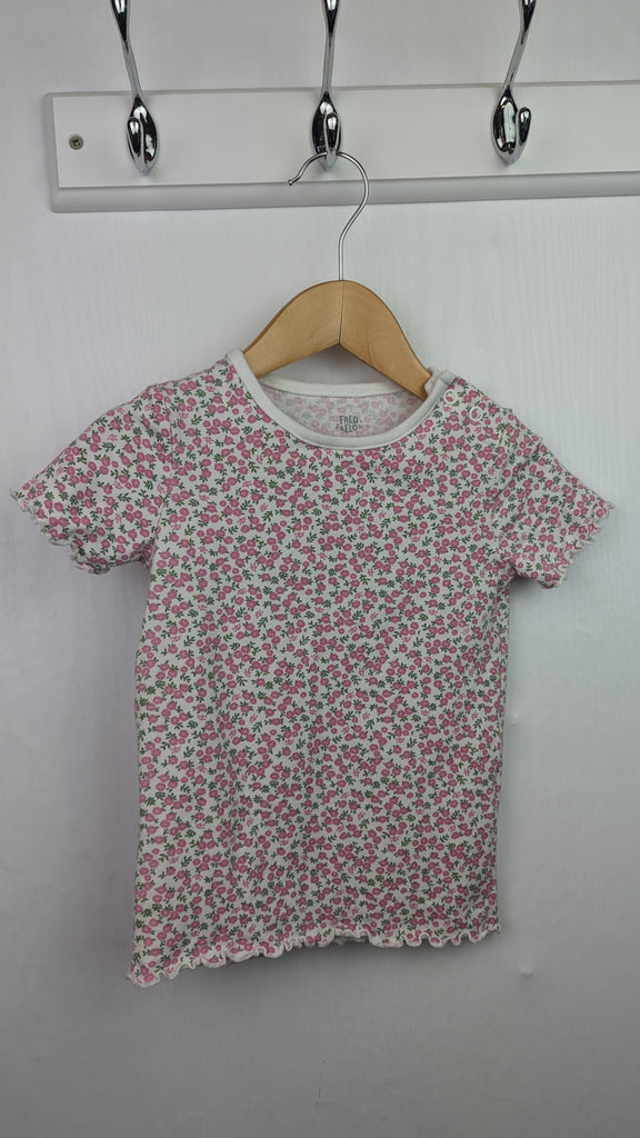 Fred & Flo Floral Short Sleeve Top - Girls 12-18 Months Little Ones Preloved Used, Preloved, Preworn & Second Hand Baby, Kids & Children's Clothing UK Online. Cheap affordable. Brands including Next, Joules, Nutmeg Morrisons, TU, F&F, H&M.