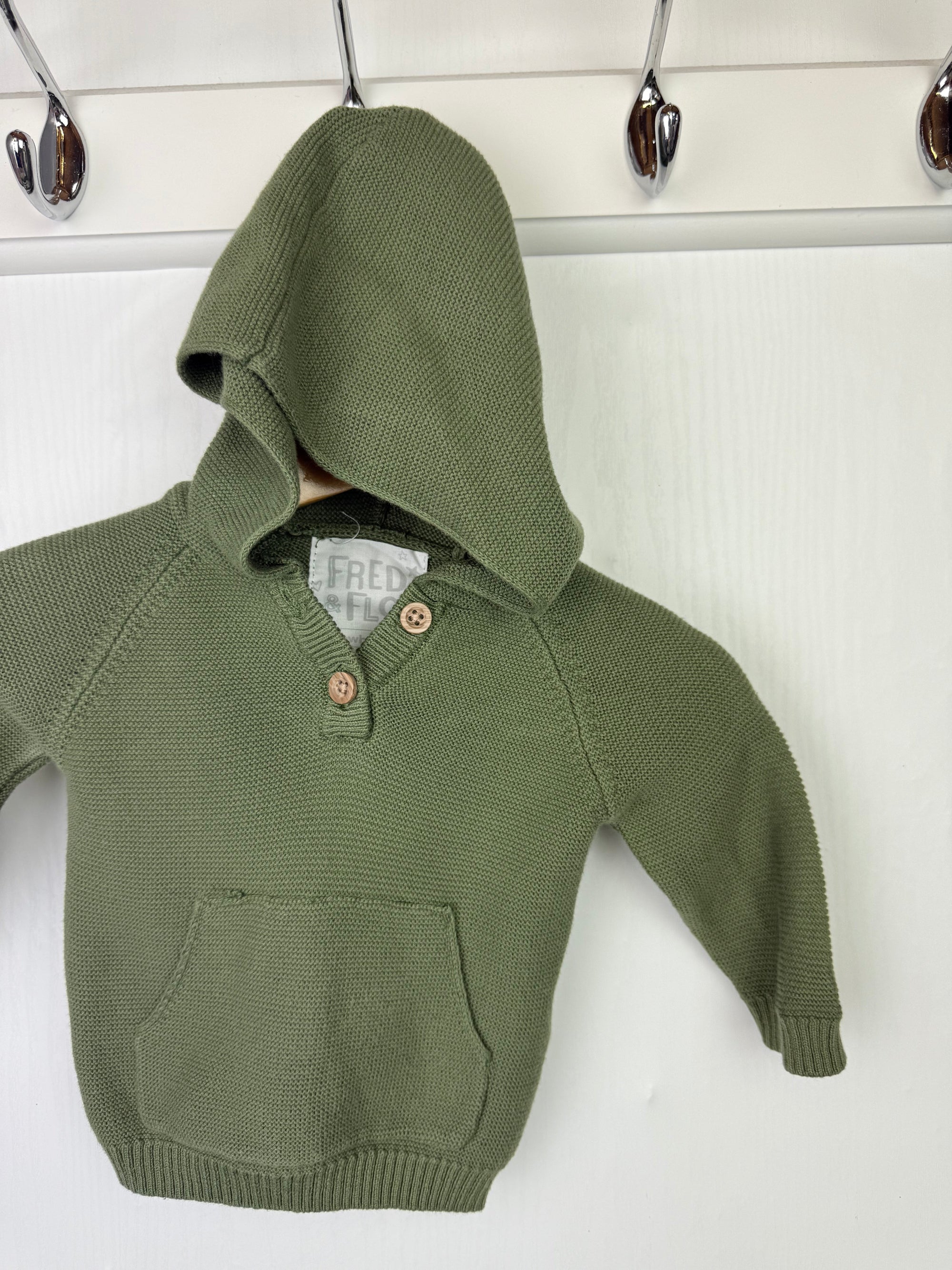Fred & Flo Green Knit Hoodie - Boys Newborn - Little Ones Preloved. Second Hand Children's & Preloved Baby, Kids, Girls & Boys Clothes. UK online