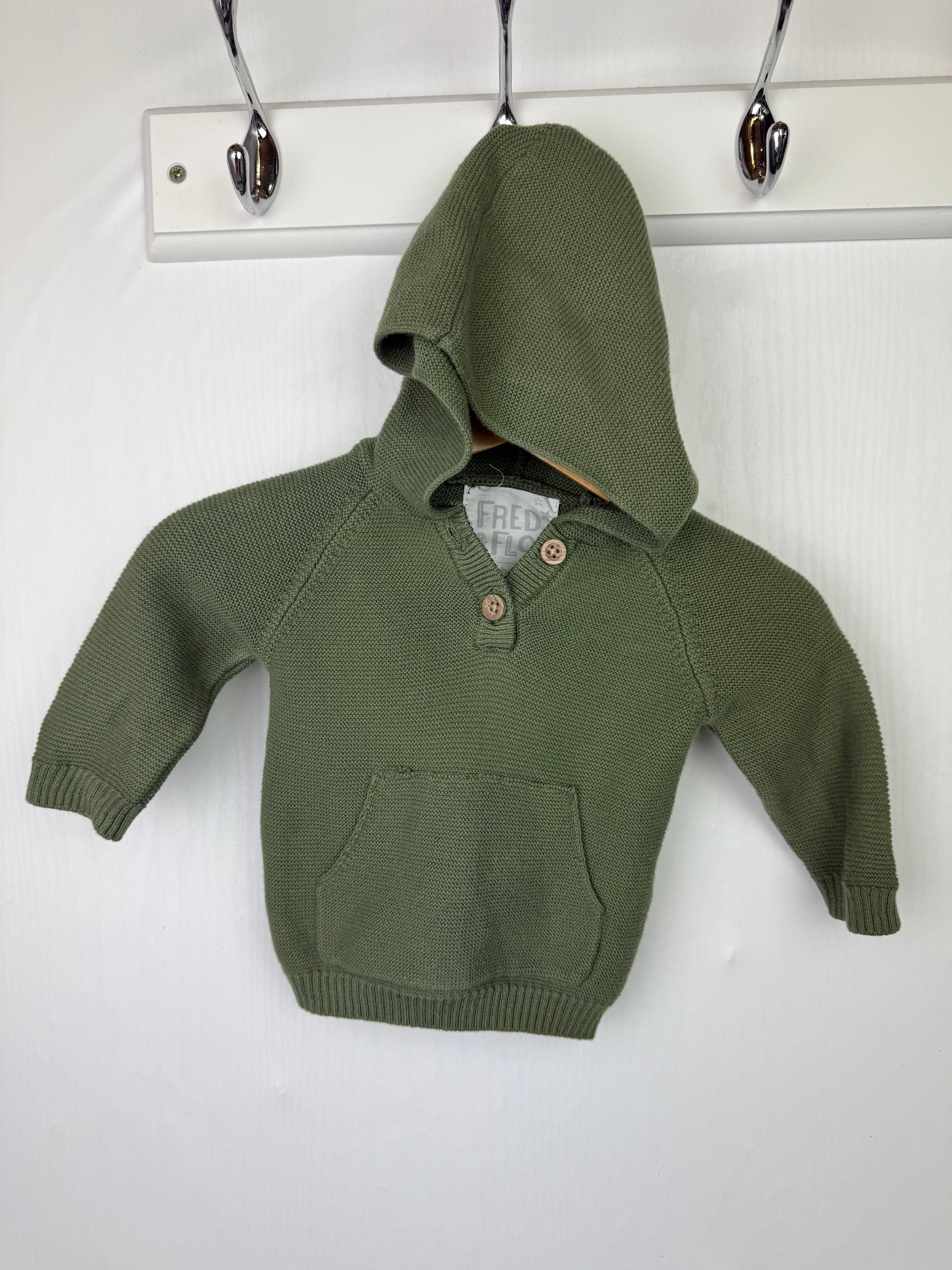 Fred & Flo Green Knit Hoodie - Boys Newborn - Little Ones Preloved. Second Hand Children's & Preloved Baby, Kids, Girls & Boys Clothes. UK online