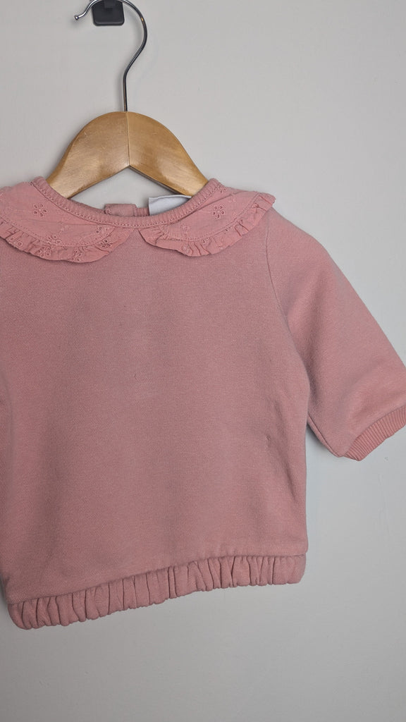 Fred & Flo Pink Eyelet Collar Jumper - Girls 0-3 Months Little Ones Preloved Used, Preloved, Preworn & Second Hand Baby, Kids & Children's Clothing UK Online. Cheap affordable. Brands including Next, Joules, Nutmeg Morrisons, TU, F&F, H&M.