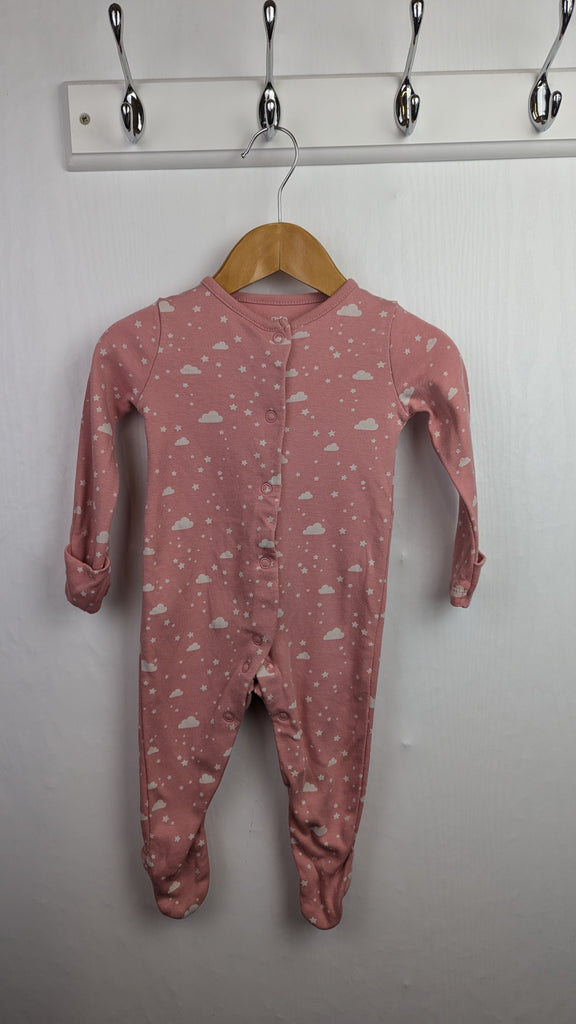 Fred & Flo Pink & White Clouds Sleepsuit - Girls 3-6 Months Little Ones Preloved Used, Preloved, Preworn & Second Hand Baby, Kids & Children's Clothing UK Online. Cheap affordable. Brands including Next, Joules, Nutmeg Morrisons, TU, F&F, H&M.