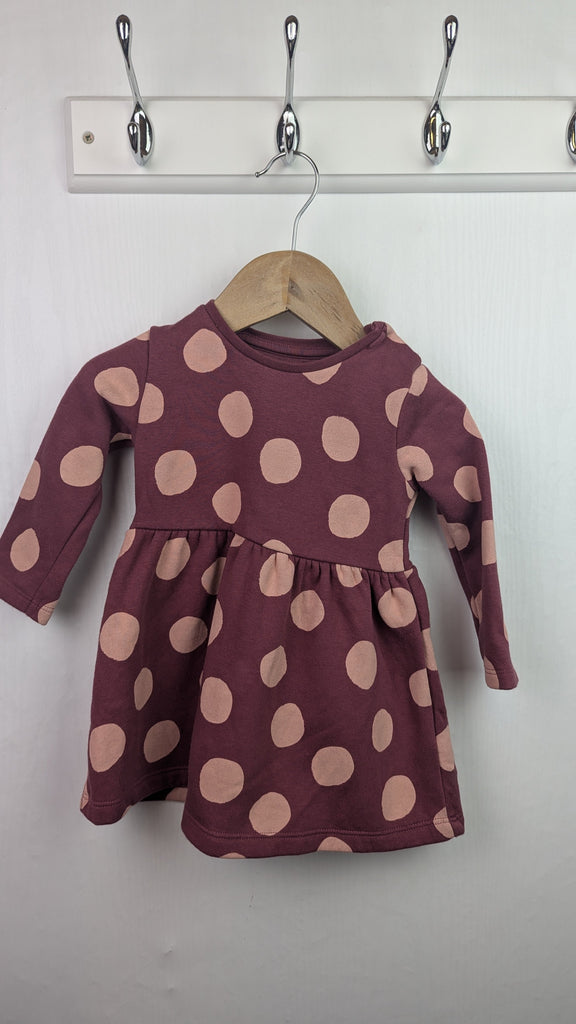 Fred & Flo Plum Spot Dress - Girls 3-6 Months Little Ones Preloved Used, Preloved, Preworn & Second Hand Baby, Kids & Children's Clothing UK Online. Cheap affordable. Brands including Next, Joules, Nutmeg Morrisons, TU, F&F, H&M.