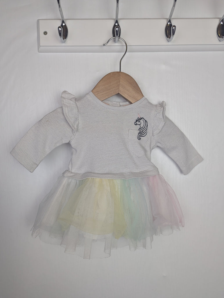 Fred & Flo Unicorn Dress - Girls Newborn Little Ones Preloved Used, Preloved, Preworn Baby, Girls & Boys Clothes. Kids & Children's second hand Clothing UK Online. Cheap affordable. Brands including Next, Joules, Nutmeg Morrisons, TU, F&F, H&M.